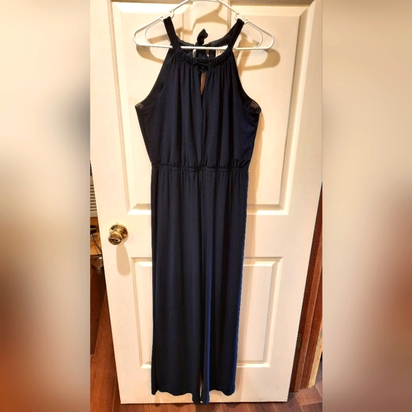 Emma & Michele Size M Navy Blue Halter Tieback Jumpsuit - Picture 2 of 14